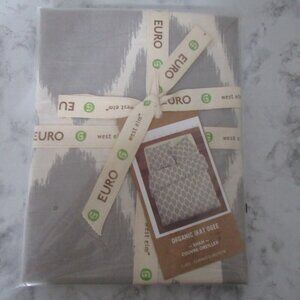 New West Elm Euro Pillow Sham Gray Ikat Ogee Organic Modern